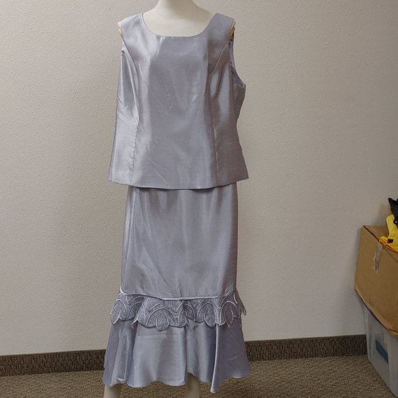 MIA SUITS COLLECTION SILVER FORMAL WOMENS 3 PC SKIRT SUIT SIZE 18W - Picture 9 of 15